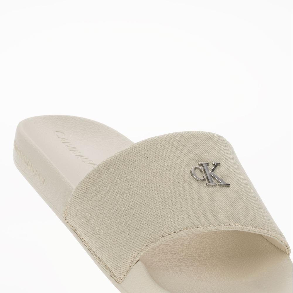 Žabky Calvin Klein Slide Monogram Hardware YW0YW01713-AEO - bílé