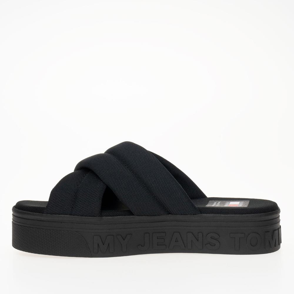 Žabky Tommy Jeans Lettering Flatform EN0EN02465-BDS - černé