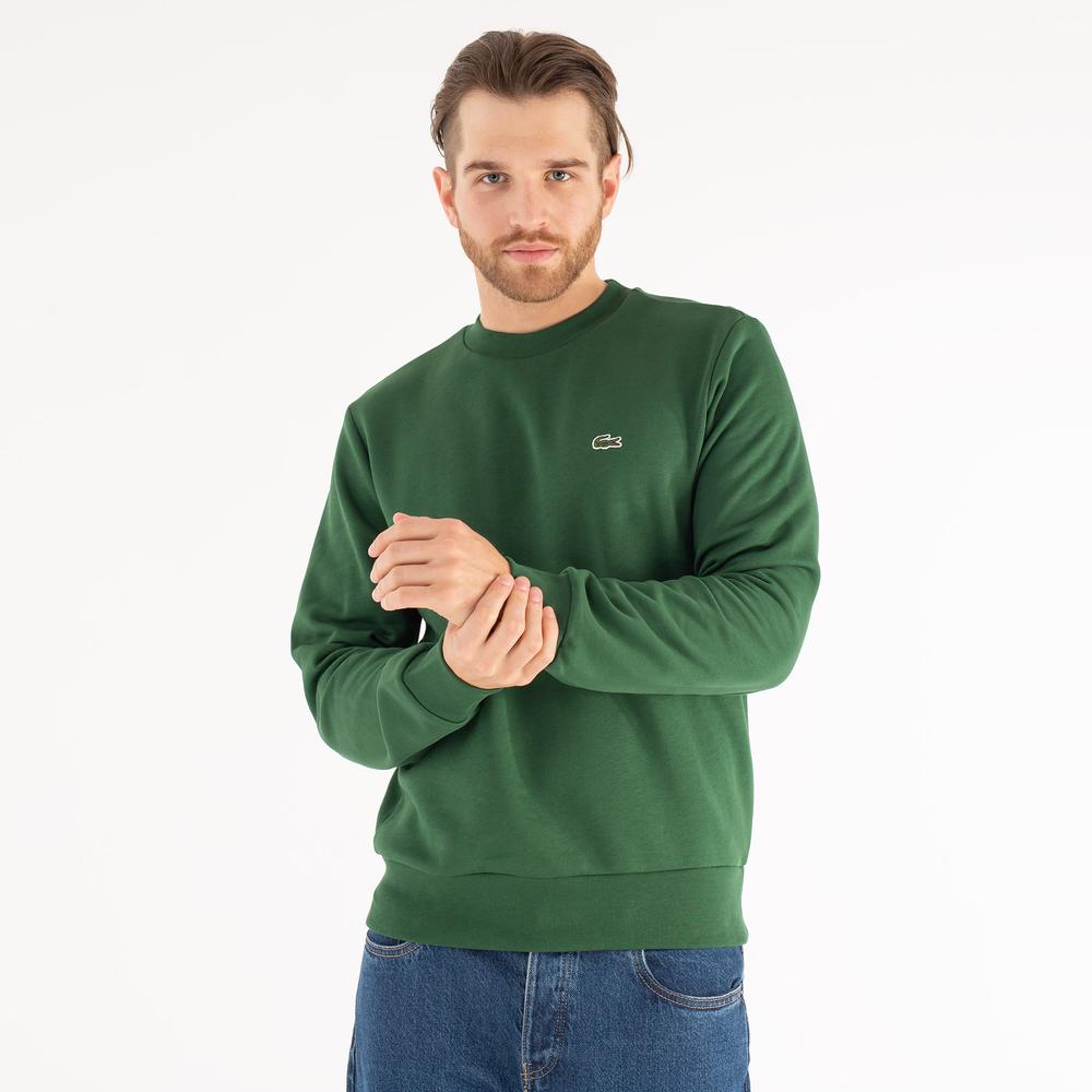 Mikina Lacoste Organic Brushed Cotton Sweatshirt SH9608-132 - zelené