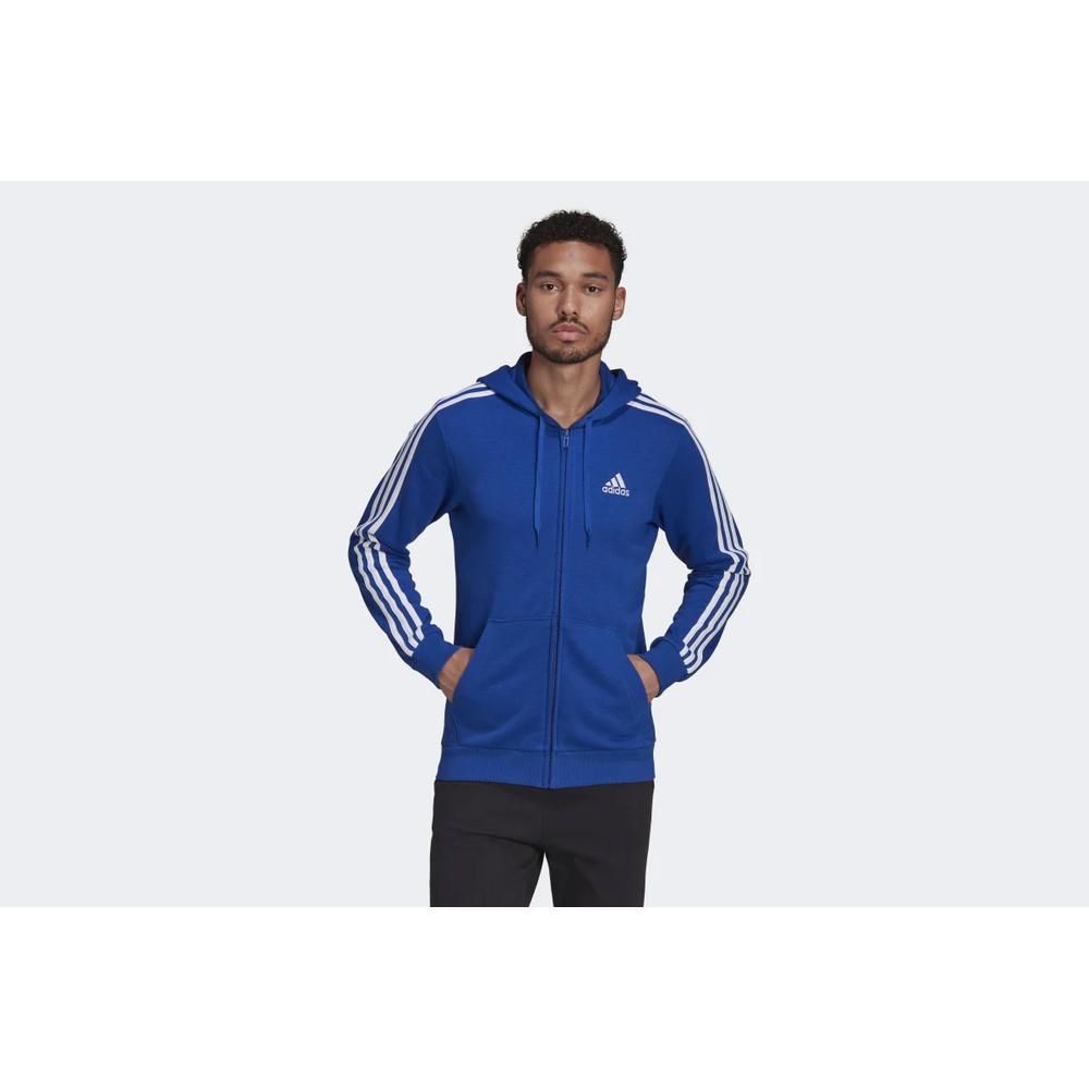 Mikina adidas Essentials French Terry 3-Stripes Full-Zip Hoodie HE4427 - tmavě modrě