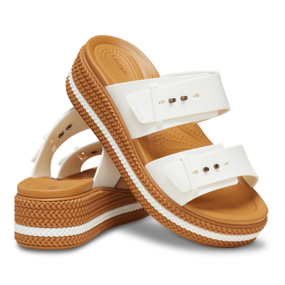 Žabky Crocs Brooklyn Woven Buckle Low Wedge 209978-0WV - bílé