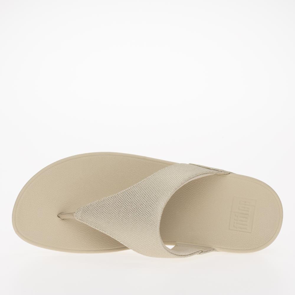 Žabky FitFlop Lulu Glitz-Canvas Toe-Post HQ9-675 - béžové