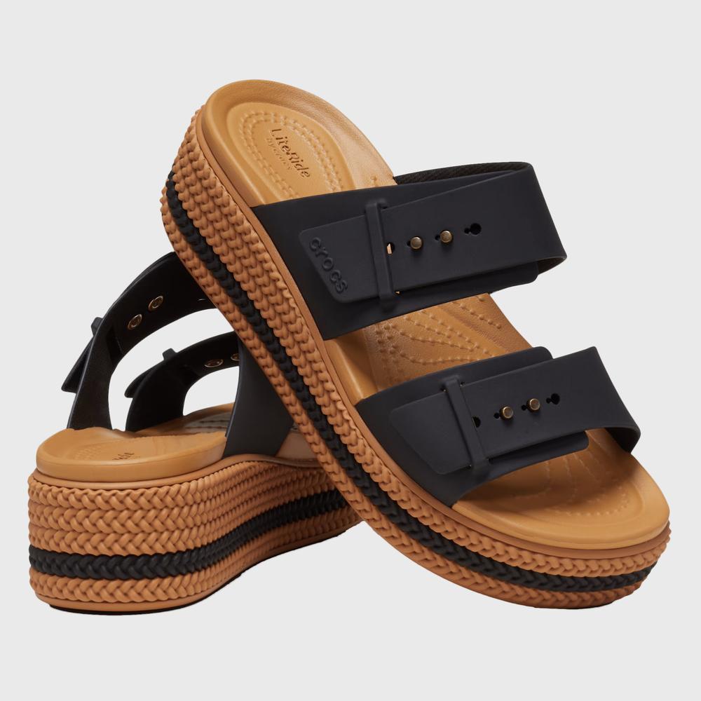 Žabky Crocs Brooklyn Woven Buckle Low Wedge 209978-001 - černé