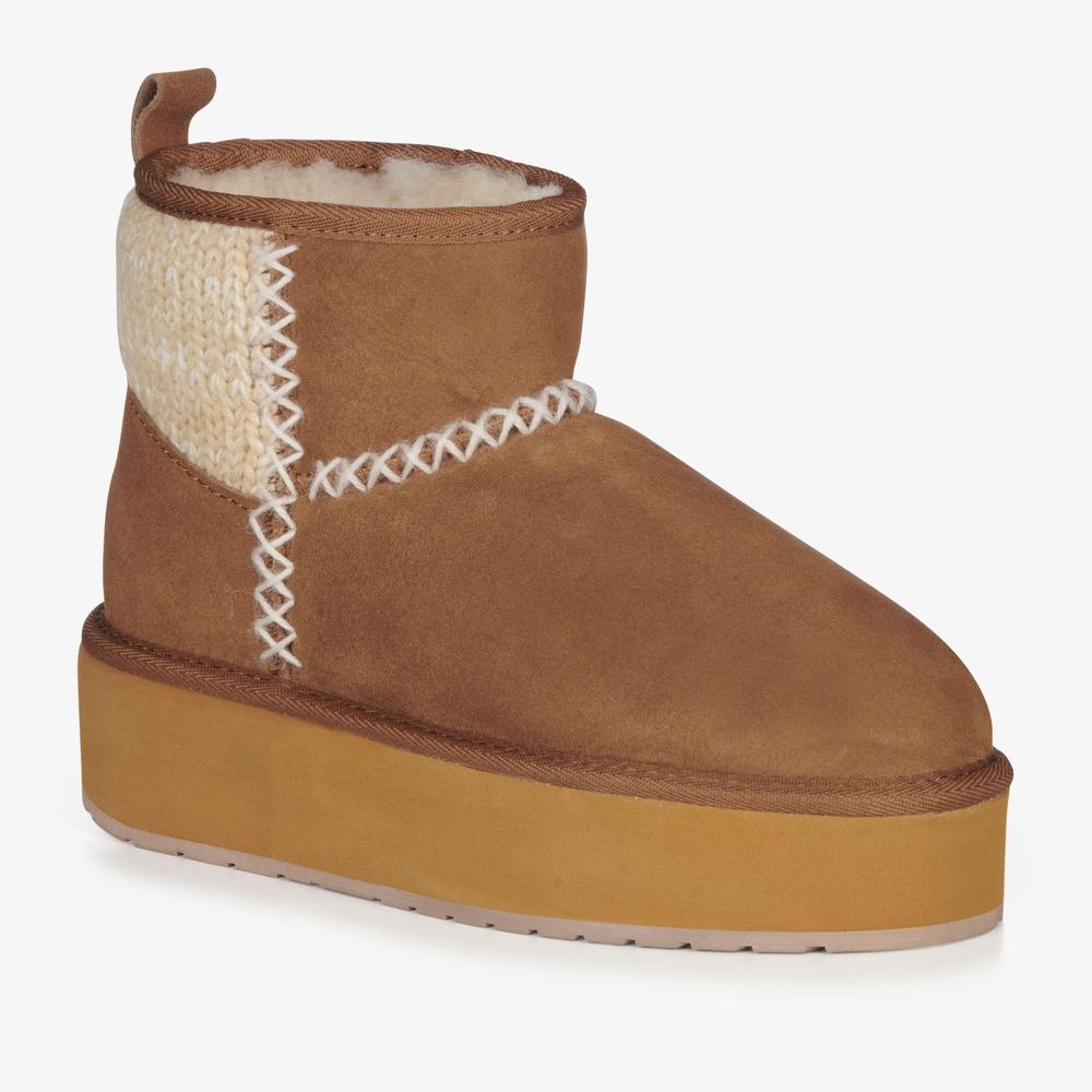 Boty Emu Australia Stinger Knit Flatform W13143CHES - hnědé