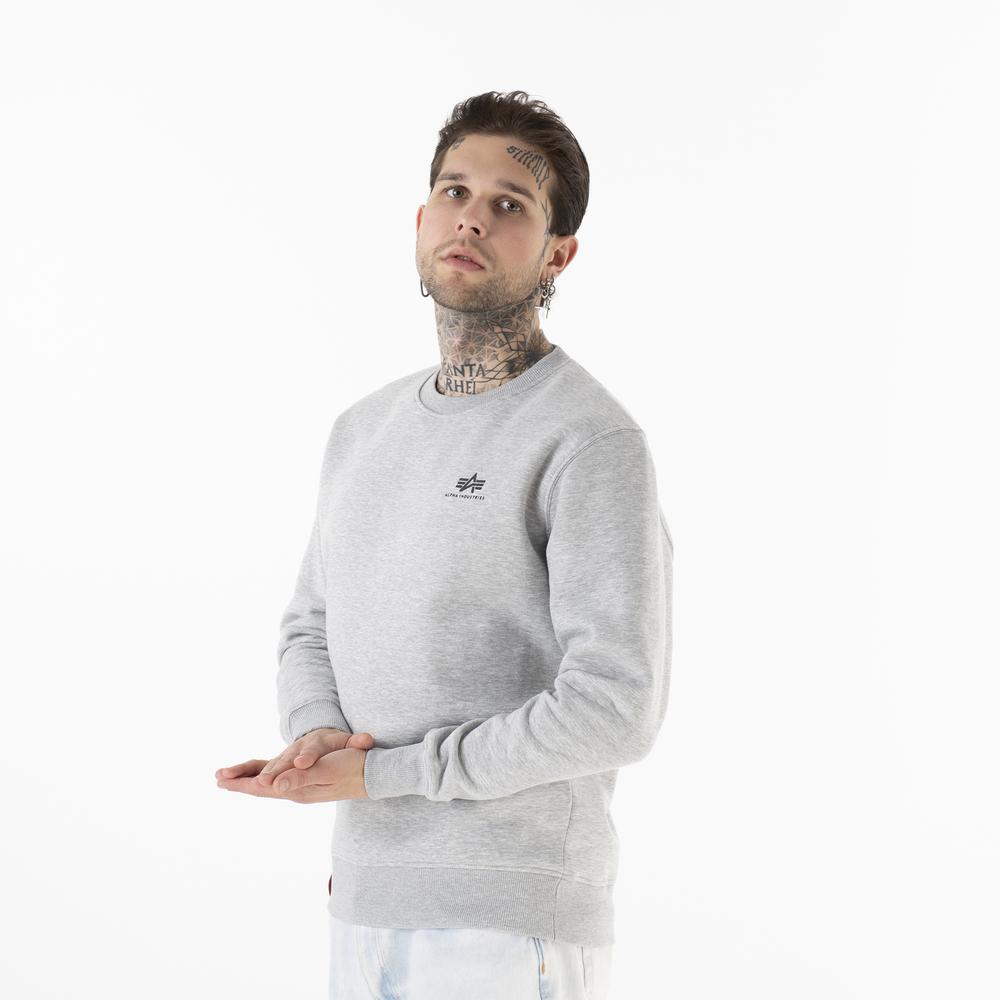 Mikina Alpha Industries Basic Sweater Small Logo 18830717 - šedivé