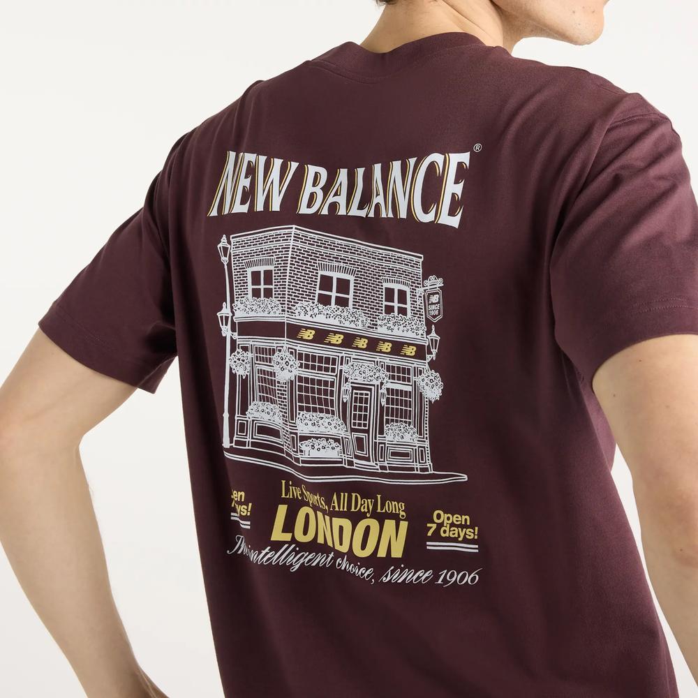 Pánské tričko New Balance Grab  Bite London MT62B9LIYLR - bordové