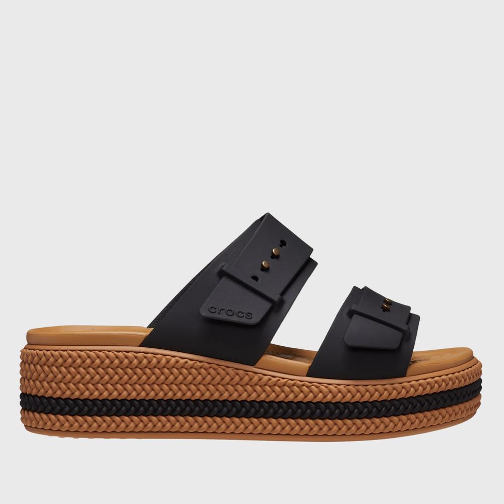 Žabky Crocs Brooklyn Woven Buckle Low Wedge 209978-001 - černé