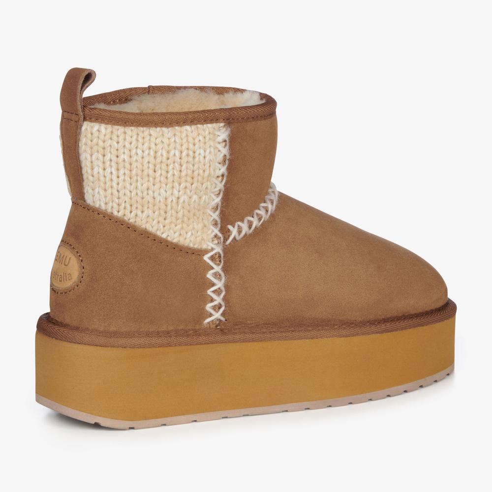 Boty Emu Australia Stinger Knit Flatform W13143CHES - hnědé