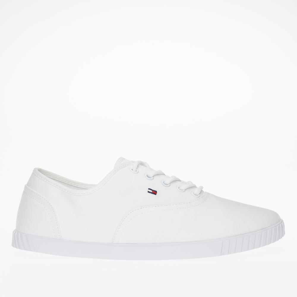 Boty Tommy Hilfiger Canvas Lace Up FW0FW07805-YBS - bílé