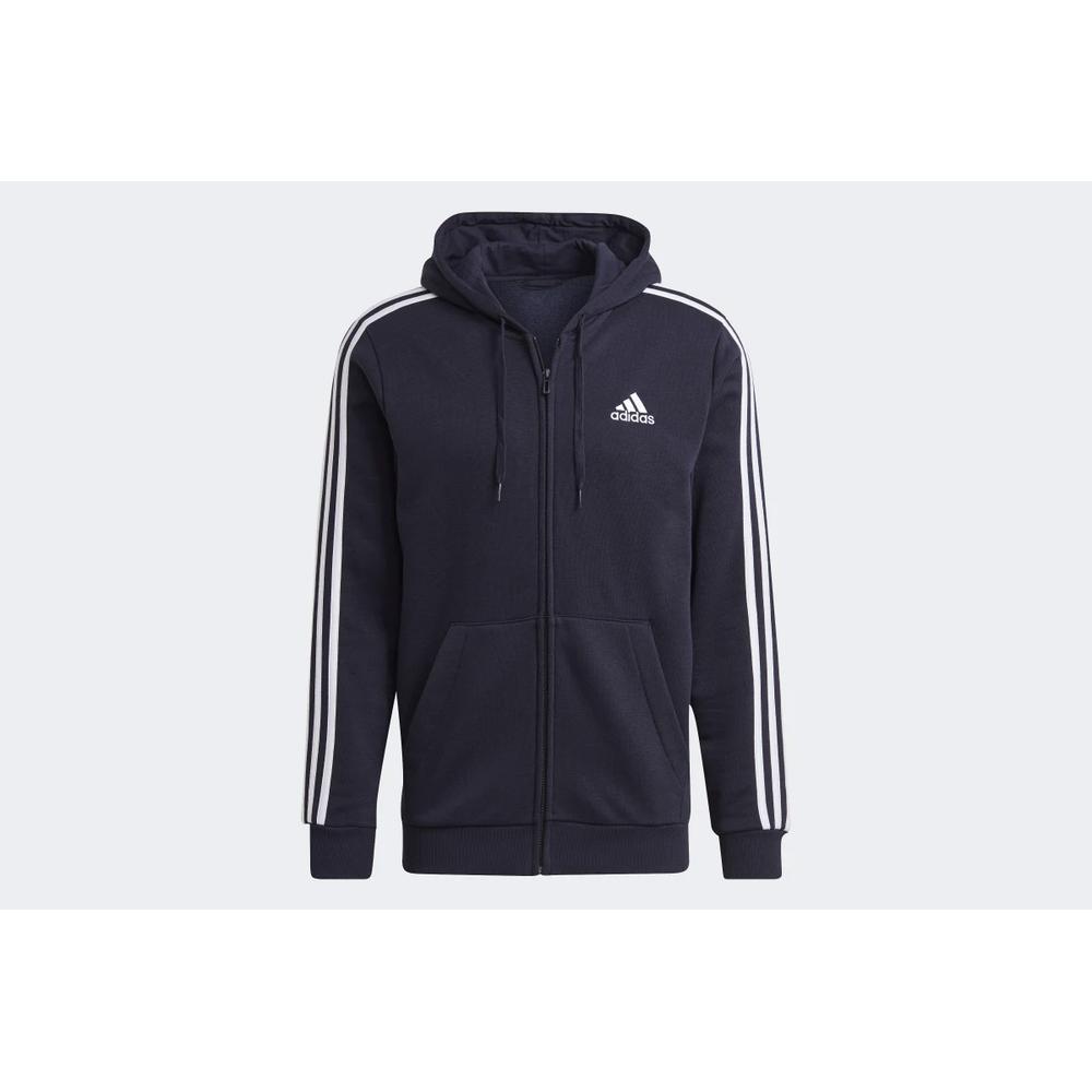 Mikina adidas Essentials Fleece 3-Stripes Full-Zip Hoodie GK9053 - tmavě modrě