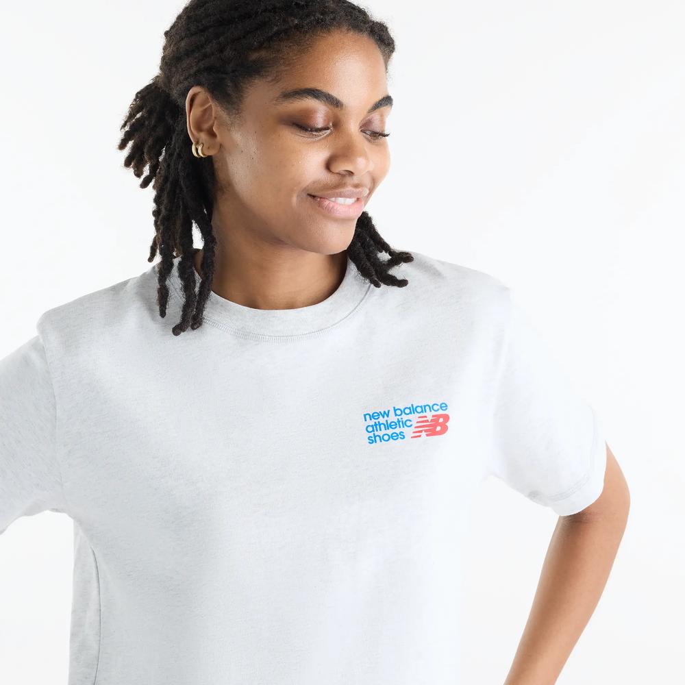 Dámské tričko New Balance Athletics Premium Logo Hip Length WT62B7V2AHH - šedivé