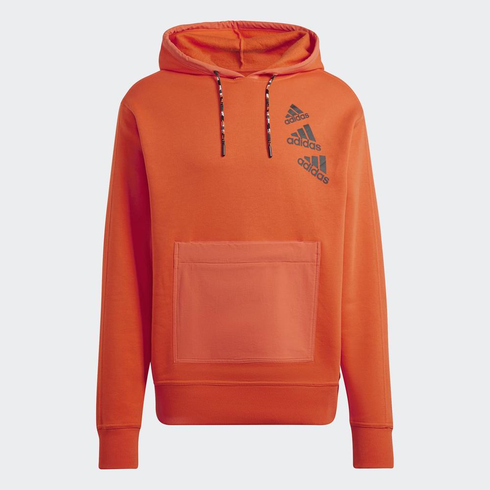 Mikina adidas Essentials BrandLove Fleece Hoodie HL9385 - oranžové