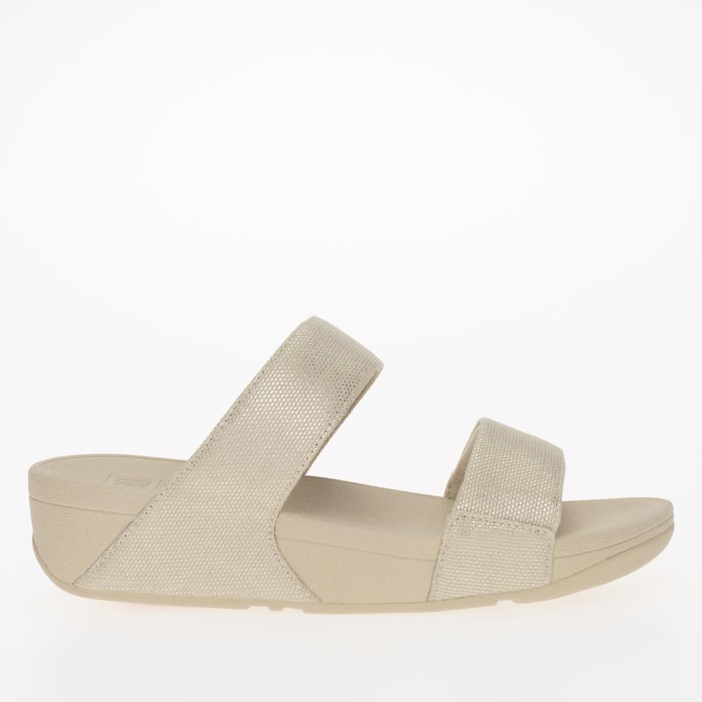 Žabky FitFlop Lulu Glitz-Canvas Slides HR2-675 - béžové