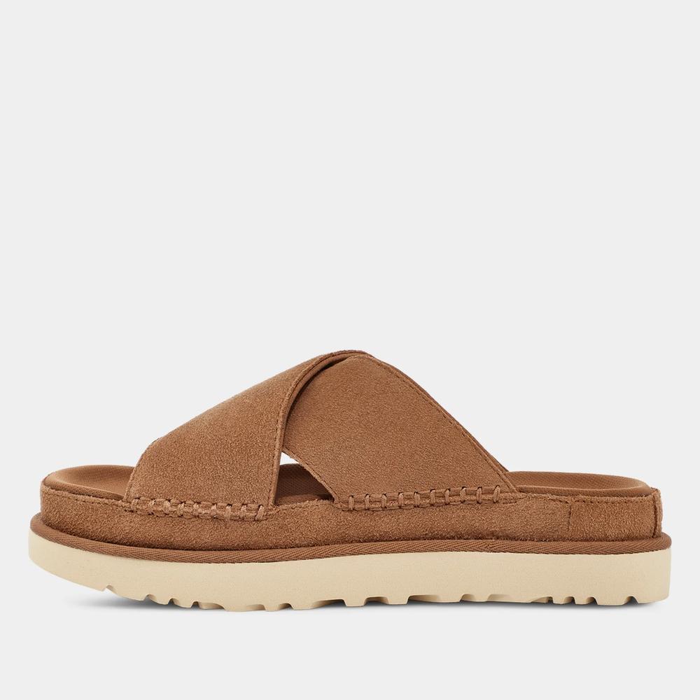 Žabky Ugg Goldenstar Cross Slide 1137910-CHE - hnědé