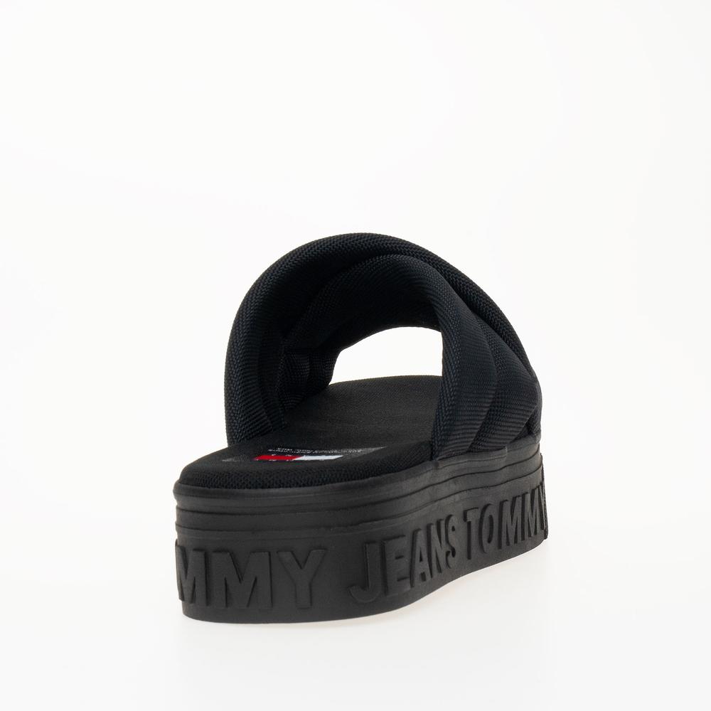 Žabky Tommy Jeans Lettering Flatform EN0EN02465-BDS - černé