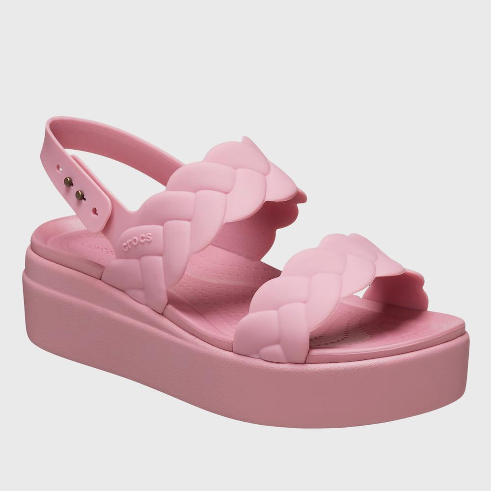 Žabky Crocs Brooklyn Woven Low Wedge 209977-6XX - růžové