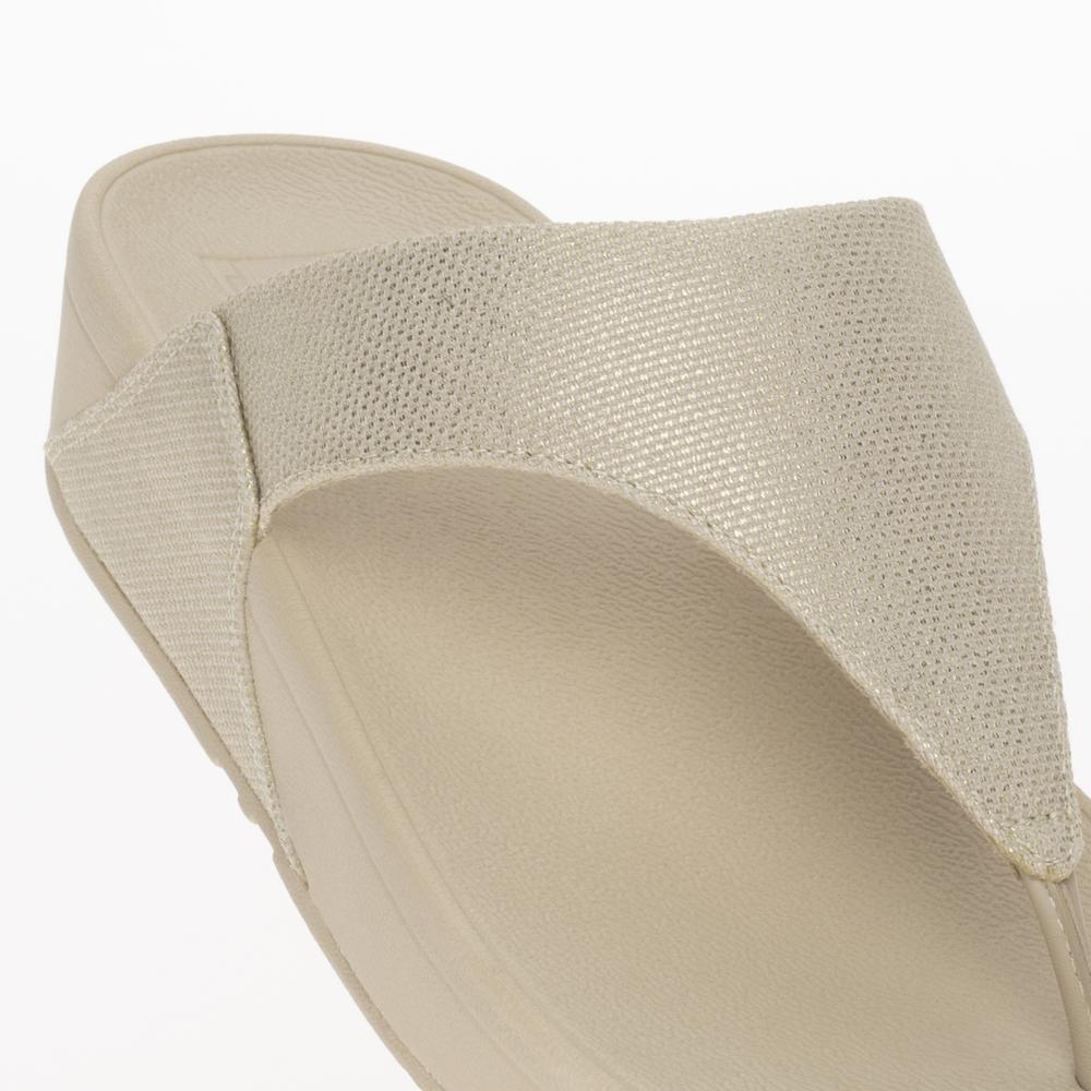 Žabky FitFlop Lulu Glitz-Canvas Toe-Post HQ9-675 - béžové