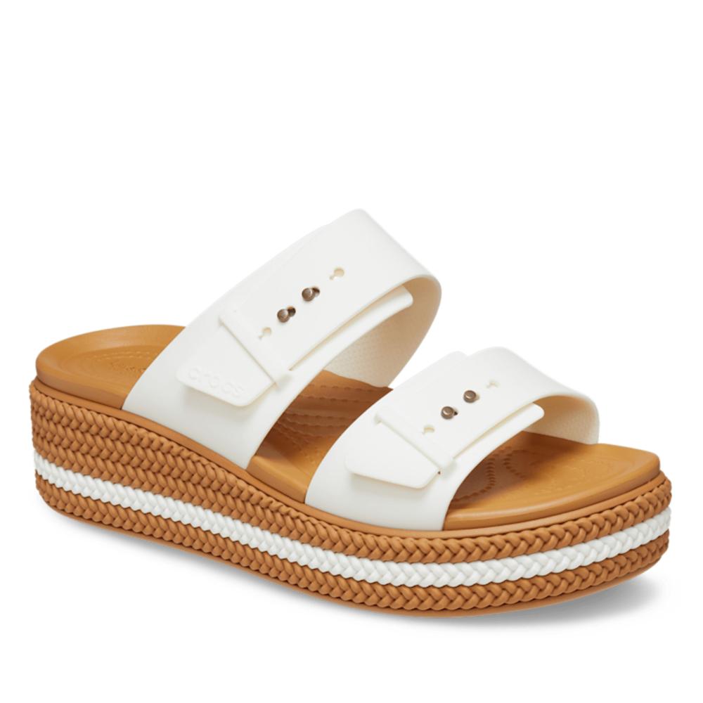 Žabky Crocs Brooklyn Woven Buckle Low Wedge 209978-0WV - bílé