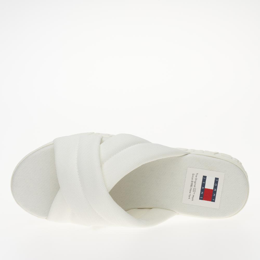 Žabky Tommy Jeans Lettering Flatform EN0EN02465-YBL - bílé