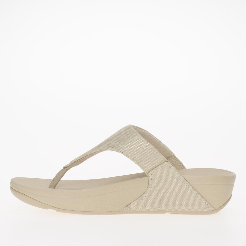 Žabky FitFlop Lulu Glitz-Canvas Toe-Post HQ9-675 - béžové