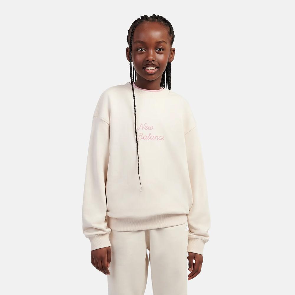 Dětské mikina New Balance LAKG0203BIS - béžové