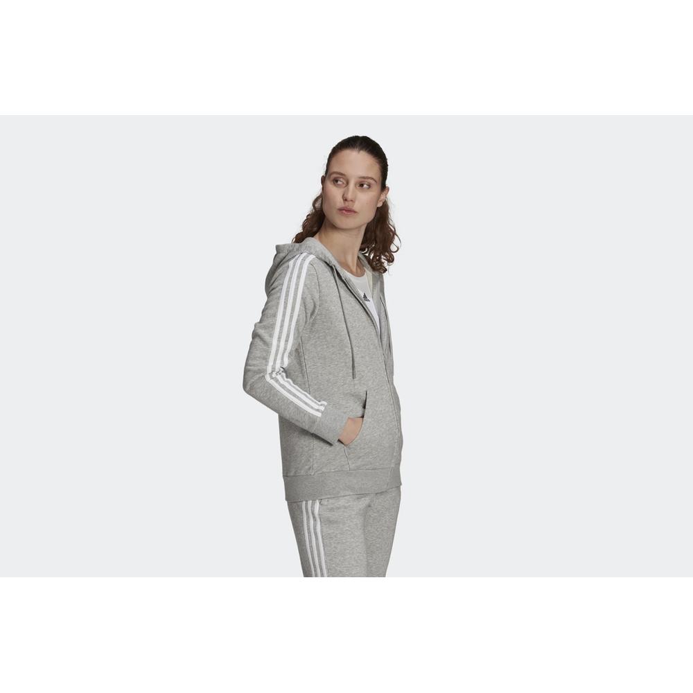 Mikina adidas Essentials French Terry 3-Stripes Full-Zip Hoodie GL0802 - šedivé