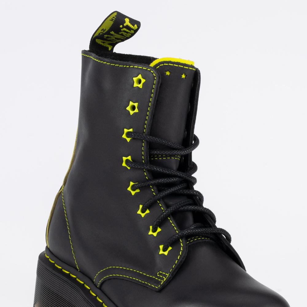 Boty Dr. Martens Jadon II Neon Star Leather Platform 27617002 - černé