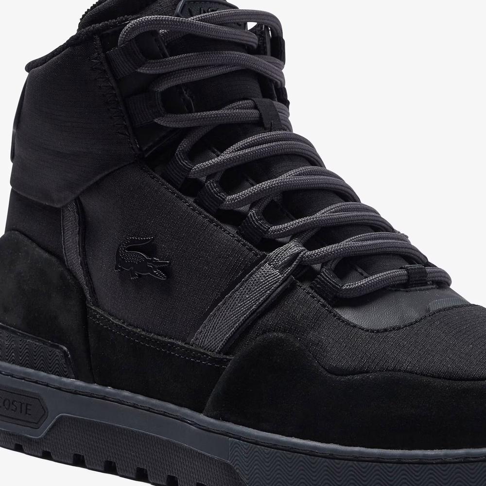 Boty Lacoste T-Clip Winter Mid Textile and Leather Trainers 744SMA0065-237 - černé