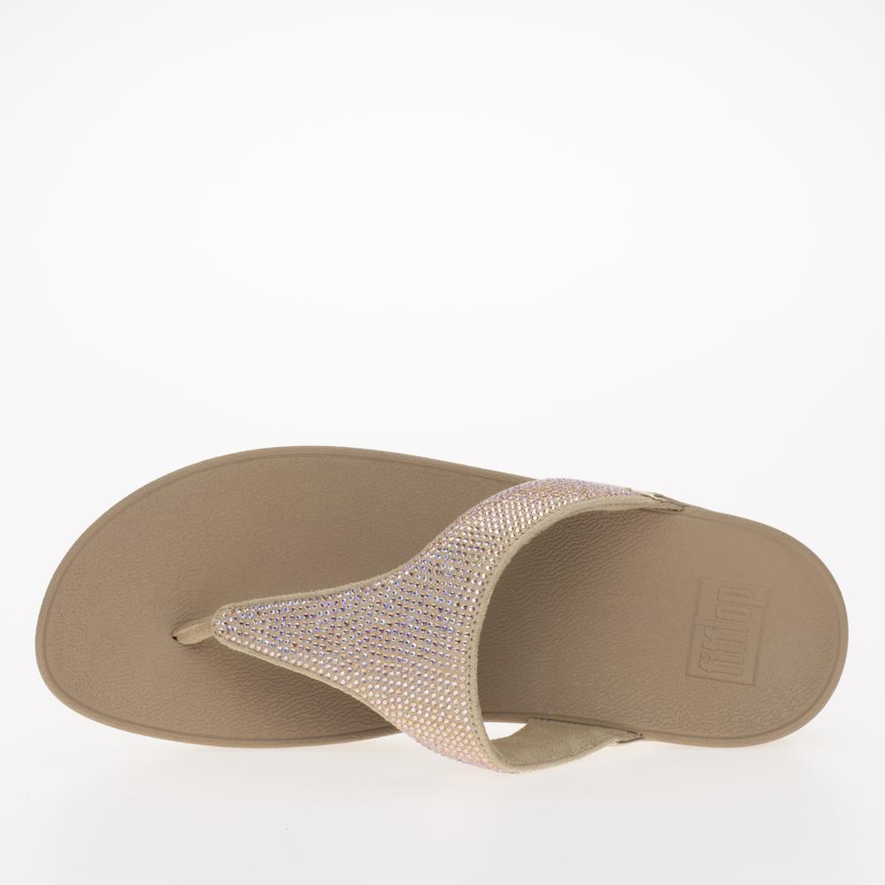 Žabky FitFlop Lulu Crystal Embellished Toe-Post Sandals EC5-A94 - béžové