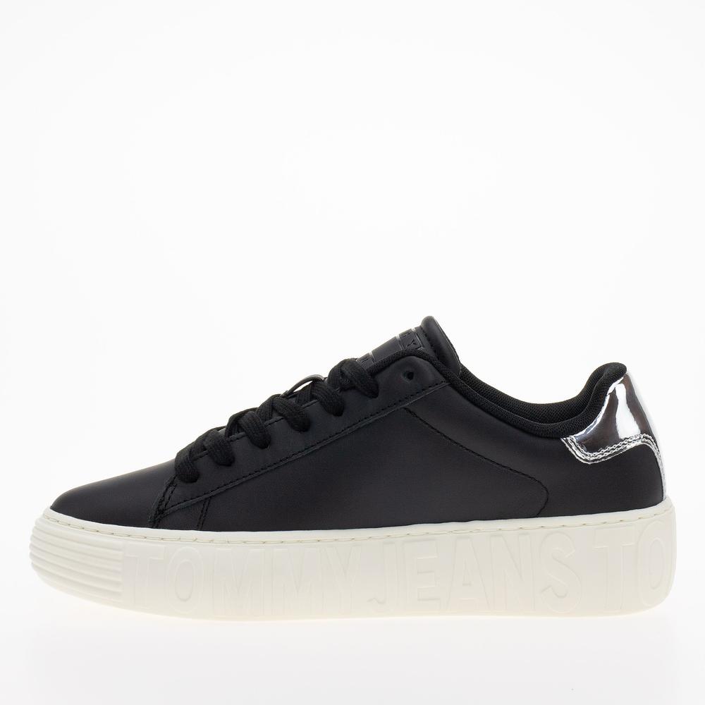 Boty Tommy Jeans TJW New Cupsole Leath LC EN0EN02273-BDS - černé