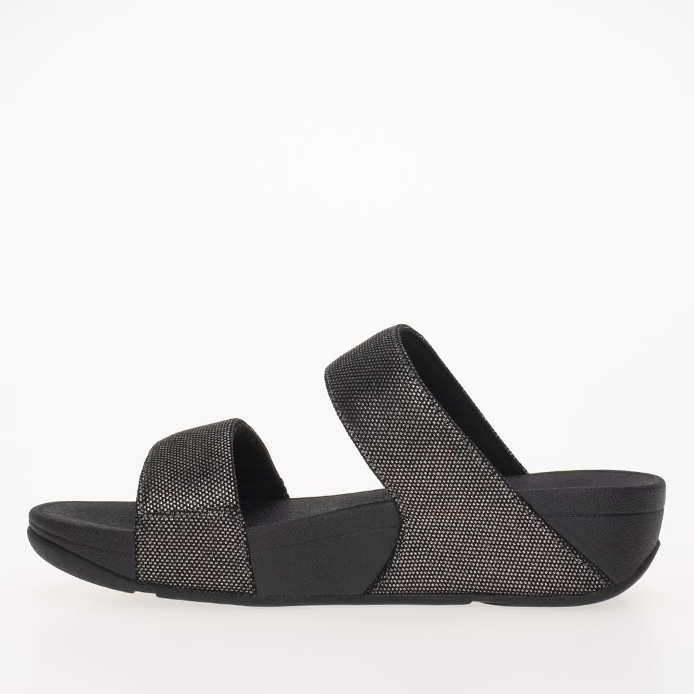 Žabky FitFlop Lulu Glitz-Canvas Slides HR2-B06 - černé