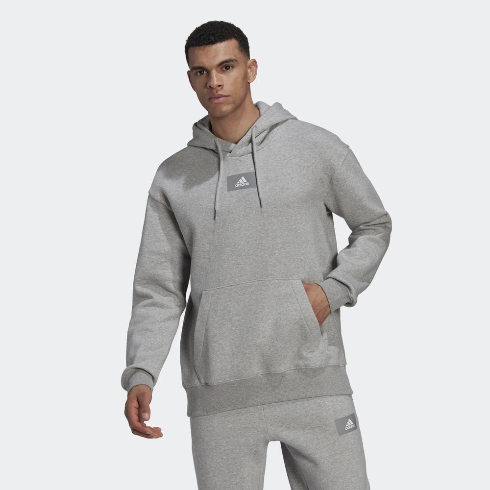 Mikina adidas Essentials Feelvivid Cotton Fleece Drop Shoulder Hoodie HK2830 - šedivé