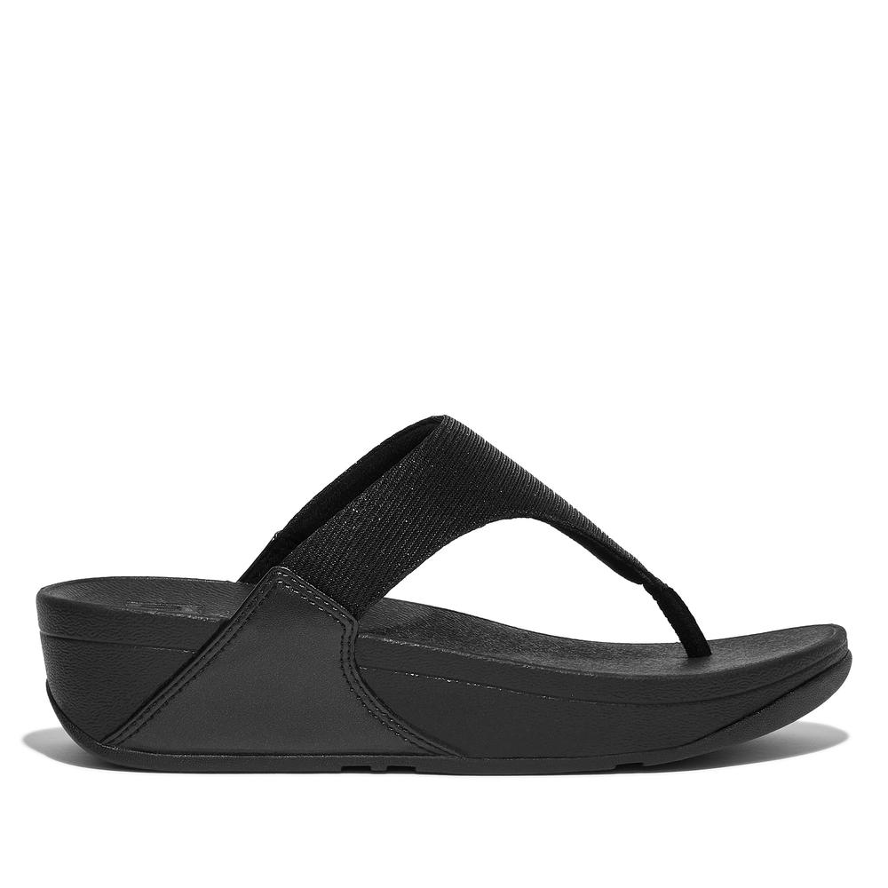 Žabky FitFlop Lulu Shimmerlux Toe-Post FZ7-090 - černé