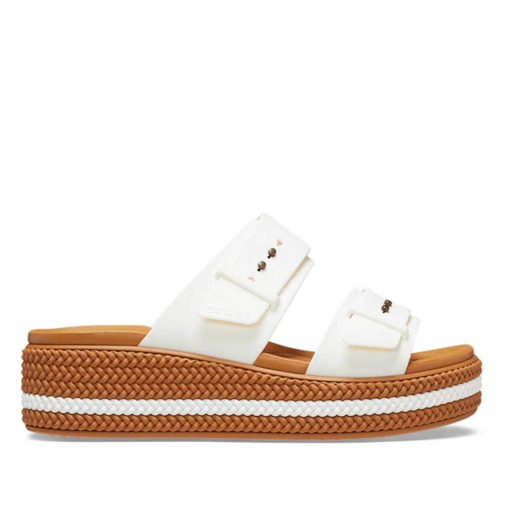 Žabky Crocs Brooklyn Woven Buckle Low Wedge 209978-0WV - bílé