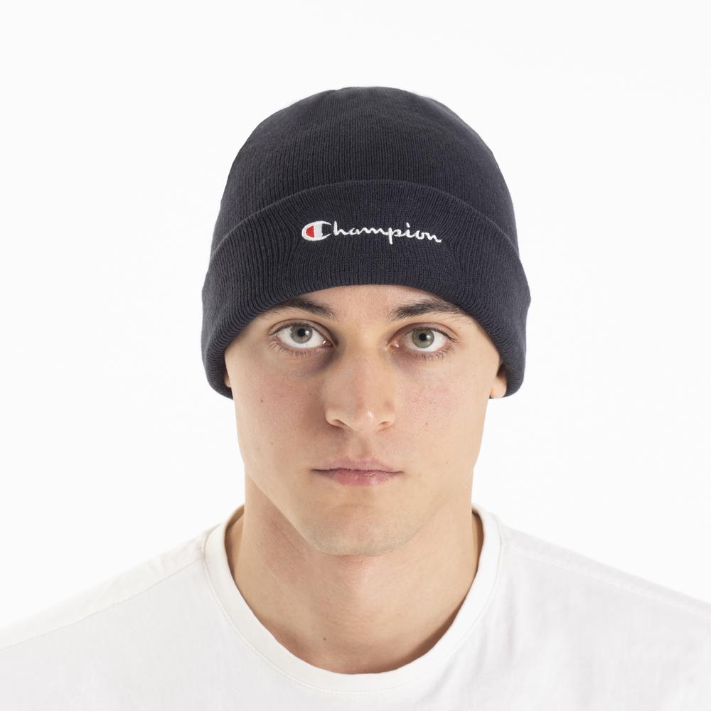 Čepice Champion Script Logo Beanie 806064-BS501 - tmavě modrě