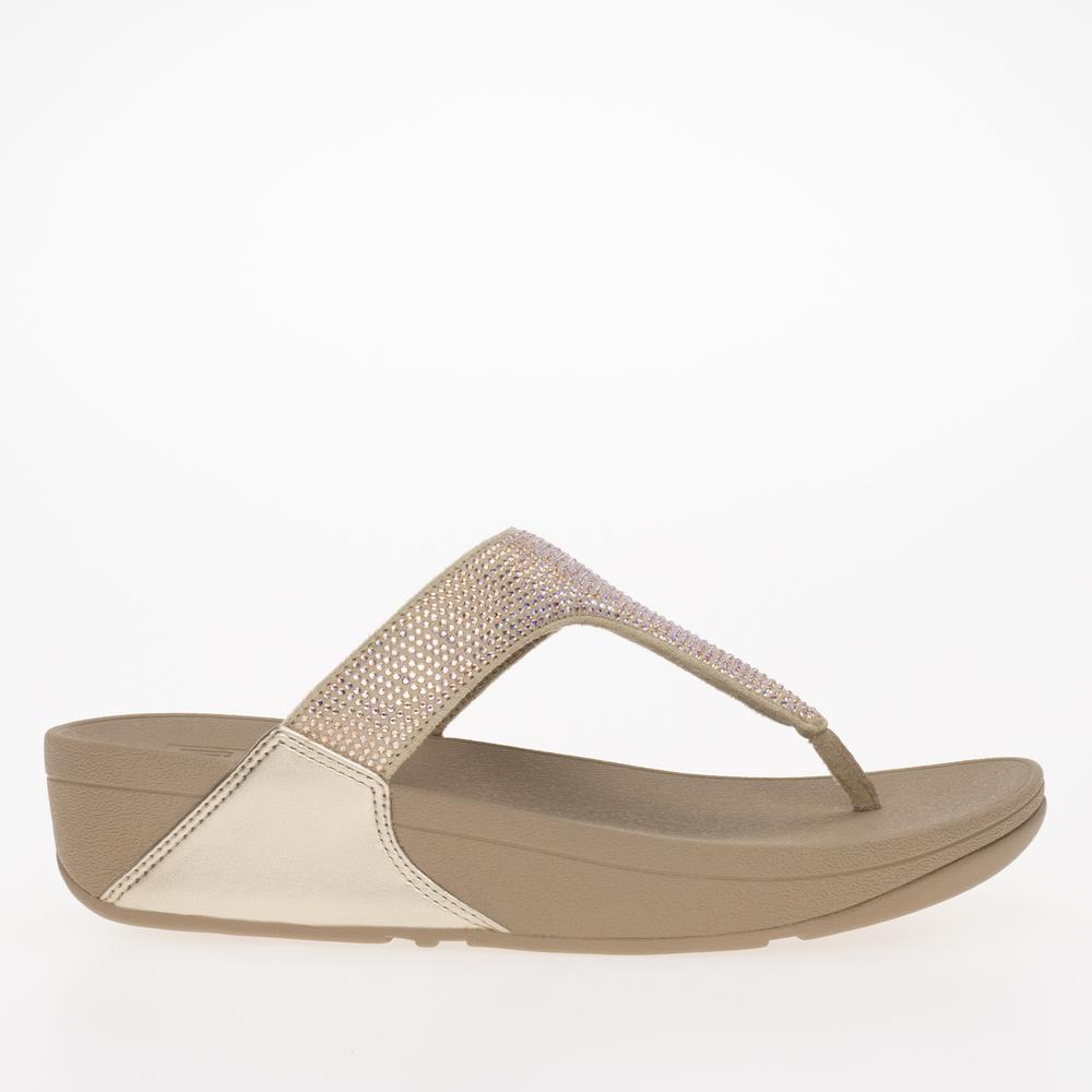 Žabky FitFlop Lulu Crystal Embellished Toe-Post Sandals EC5-A94 - béžové