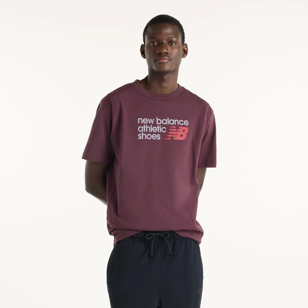 Pánské tričko New Balance Athletics Premium Relaxed Chest Logo MT51900YLR - bordové
