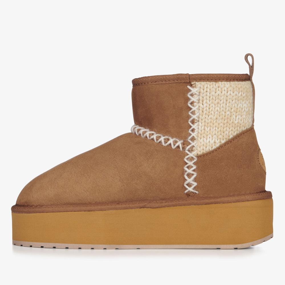 Boty Emu Australia Stinger Knit Flatform W13143CHES - hnědé