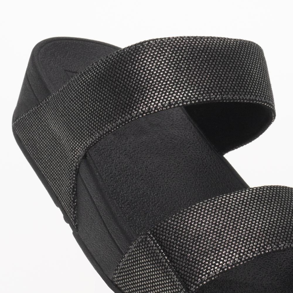 Žabky FitFlop Lulu Glitz-Canvas Slides HR2-B06 - černé