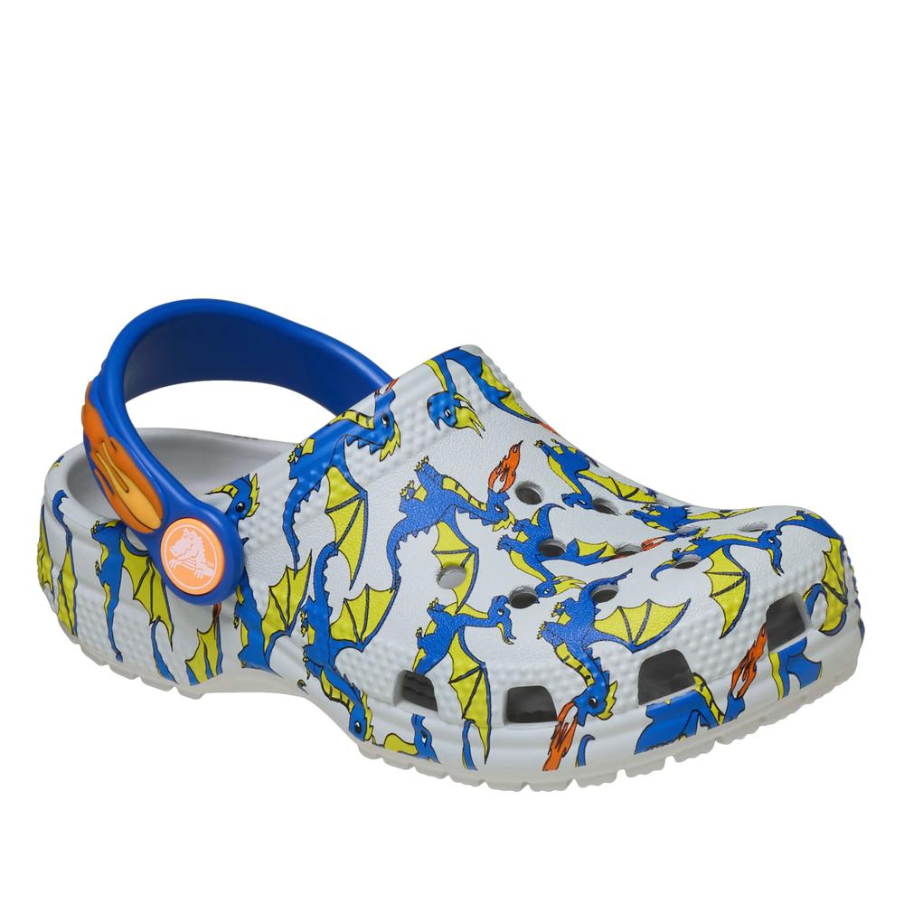 Žabky Crocs Toddler Classic Dragon Graphic Clog 212514-1FT - šedivé