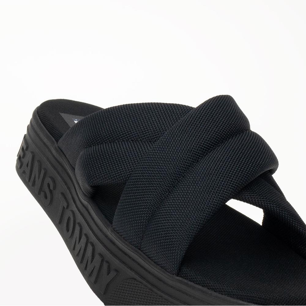 Žabky Tommy Jeans Lettering Flatform EN0EN02465-BDS - černé