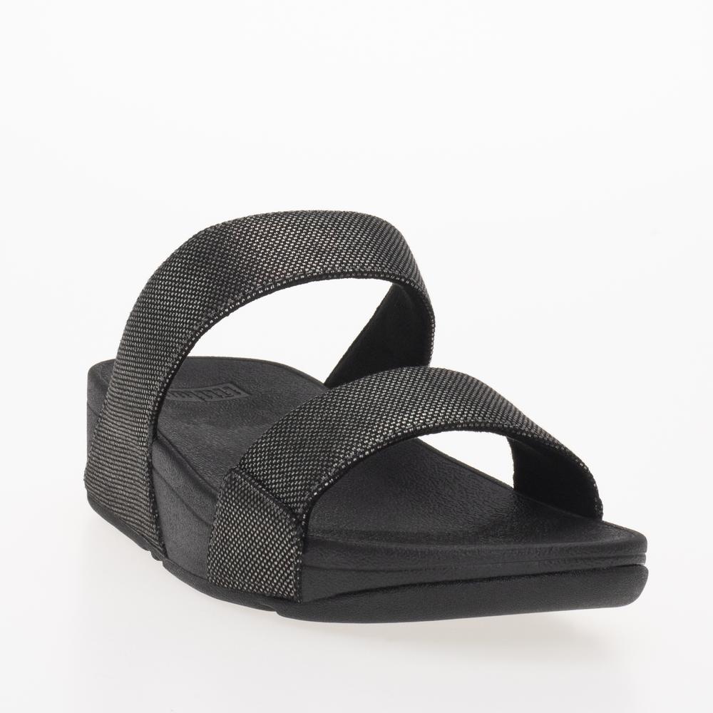 Žabky FitFlop Lulu Glitz-Canvas Slides HR2-B06 - černé