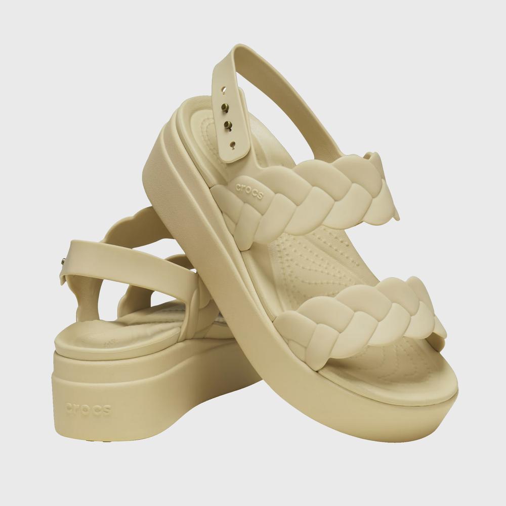 Žabky Crocs Brooklyn Woven Low Wedge 209977-212 - béžové