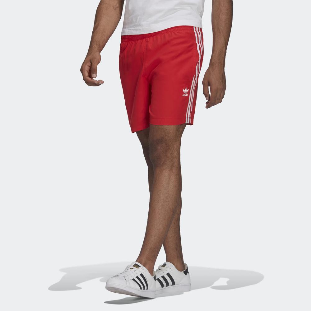 Krátké kalhoty adidas Original Adicolor Classics 3-Stripes Swim HF2120 - červené