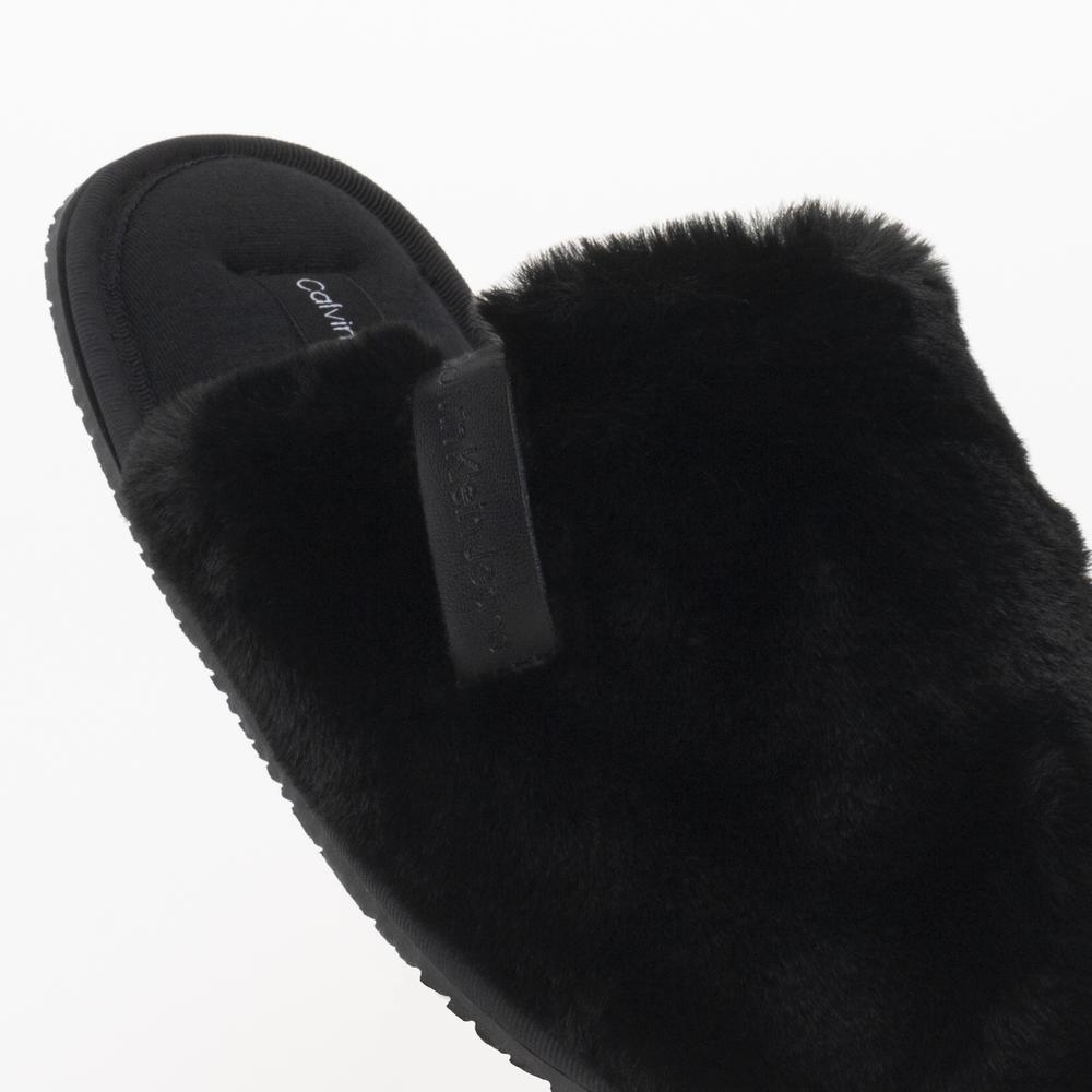 Boty Calvin Klein Hotel Slipper Fur After Glow YW0YW01593-0GJ - černé