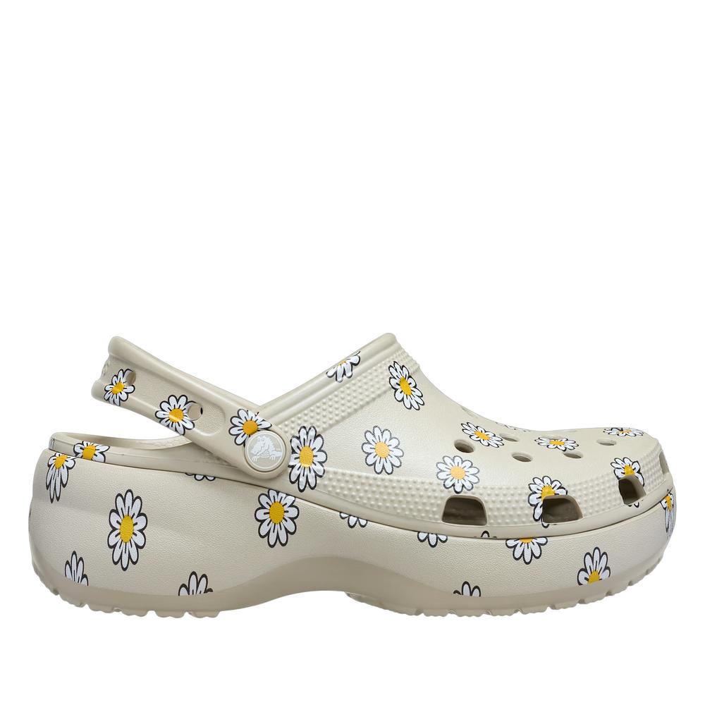 Žabky dámské Crocs Classic Platform Floral Clog 212668-1WY - šedivé