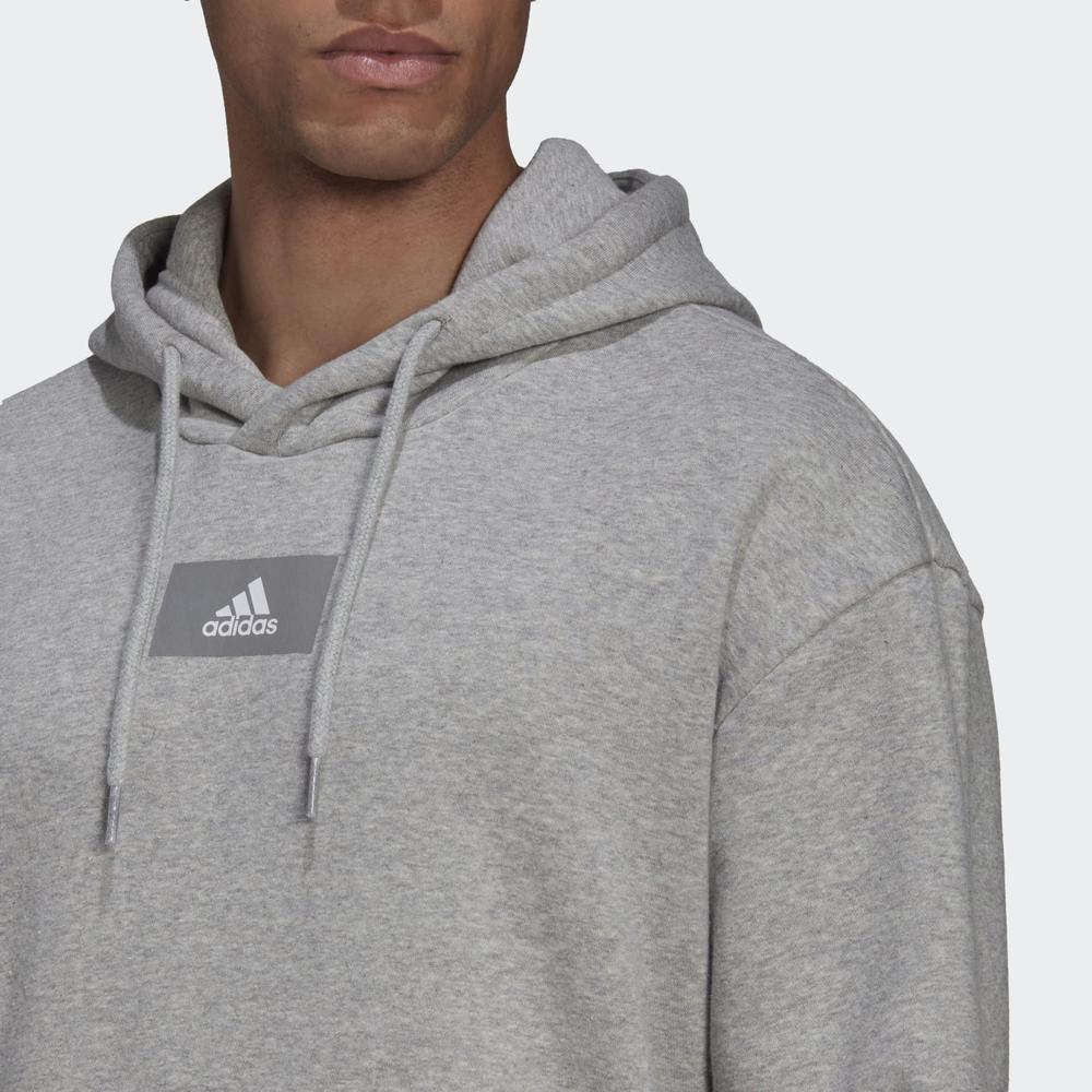 Mikina adidas Essentials Feelvivid Cotton Fleece Drop Shoulder Hoodie HK2830 - šedivé