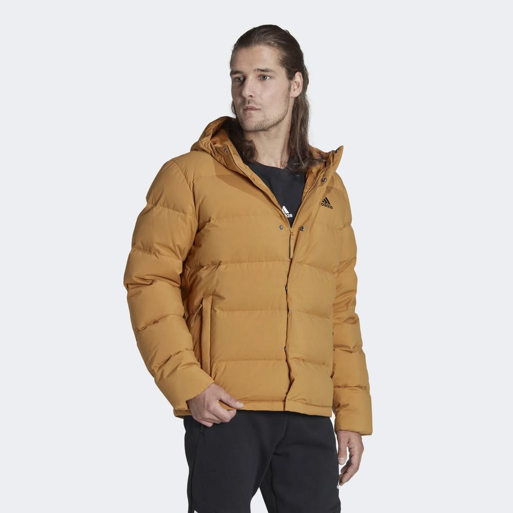 Bunda adidas Helionic Hooded Down HG8748 - hnědé