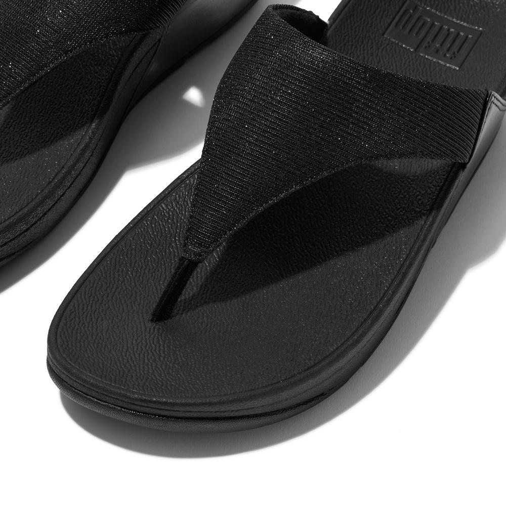 Žabky FitFlop Lulu Shimmerlux Toe-Post FZ7-090 - černé