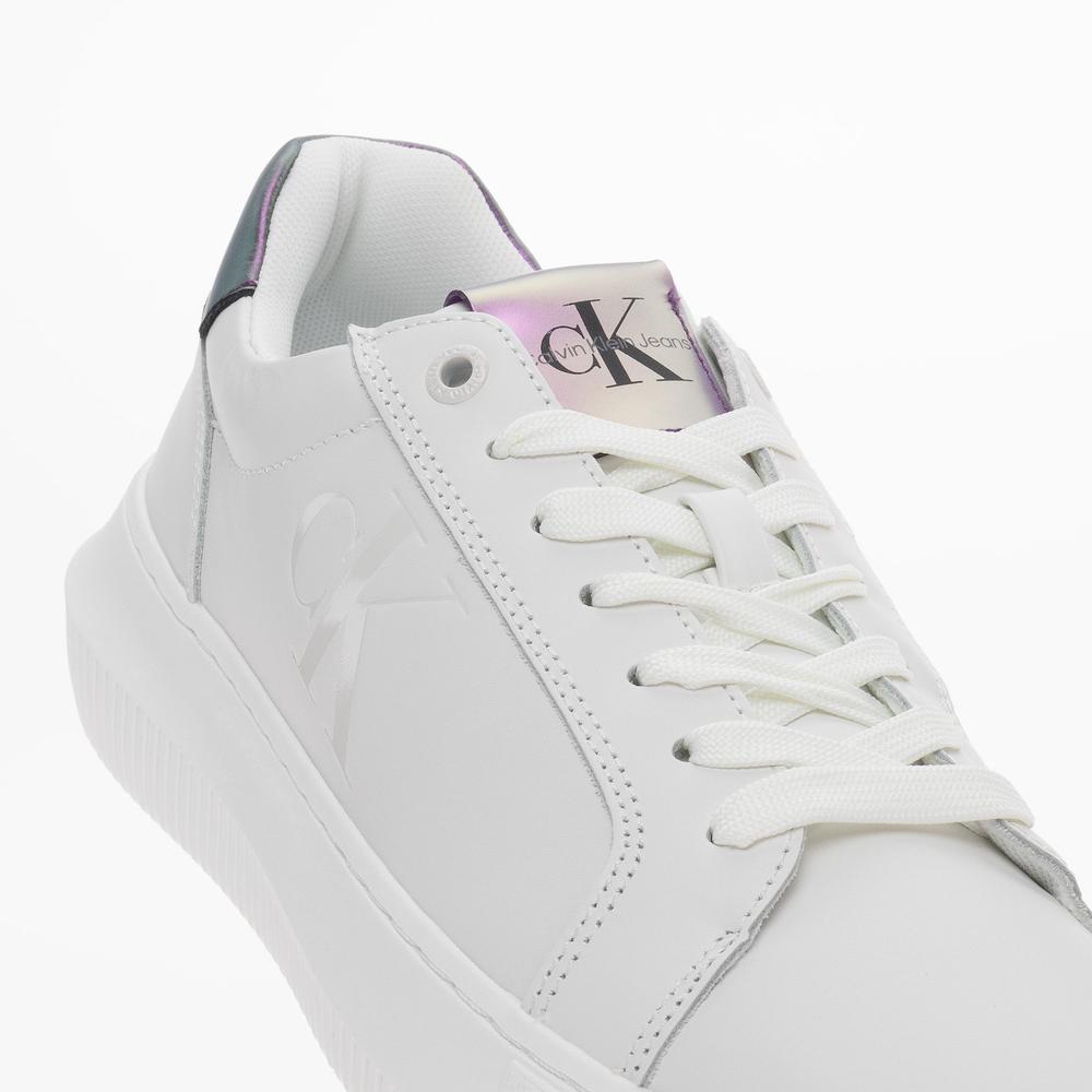 Boty Calvin Klein Chunky Cupsole Laceup Lth Wn YW0YW01202-01W - bílé